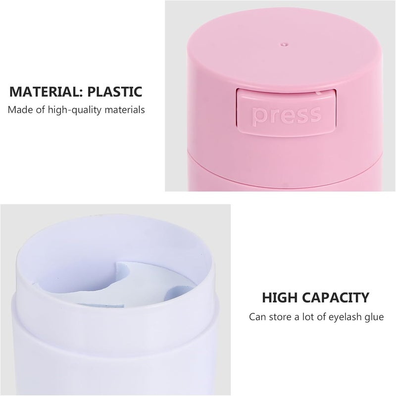 Eyelash Glue Storage Container Set, Matte Finish Eyelash Storage Jar 2pcs (pink White), Sealed Lash Extension Supply Case for Makeup Organizer and Travel Use - Image 2