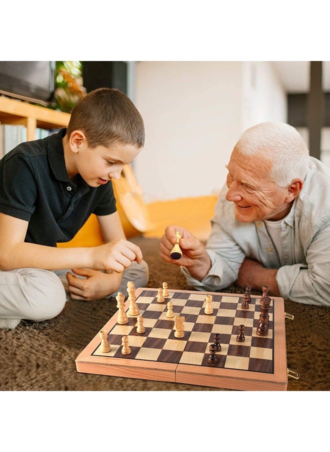 YelaJoy - 2 in 1 Magnetic Chess,2 Extra Queens Folding Board, Handmade Portable Travel Chess Board Game Sets with Game Pieces Storage Slots - Image 1