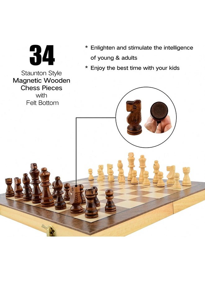 YelaJoy - 2 in 1 Magnetic Chess,2 Extra Queens Folding Board, Handmade Portable Travel Chess Board Game Sets with Game Pieces Storage Slots - Image 1