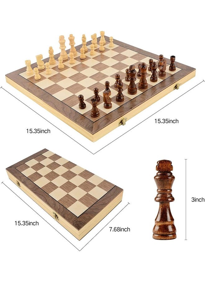 YelaJoy - 2 in 1 Magnetic Chess,2 Extra Queens Folding Board, Handmade Portable Travel Chess Board Game Sets with Game Pieces Storage Slots - Image 1