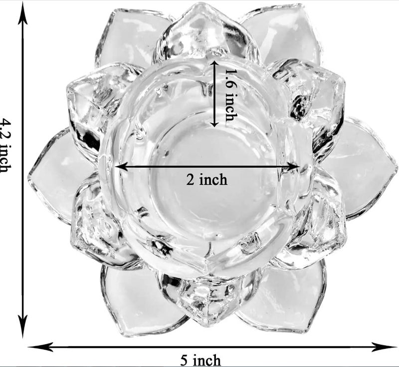BIG CART Glass Lotus Flower Tea Light Candle Holder Lotus Shaped Glass Diya Holder Pack of 1 - Image 2