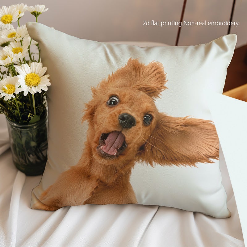 Cute Golden Retriever Print Throw Pillow Cover Soft Decorative Cushion Cover for Sofa Bed Living Room - Image 2