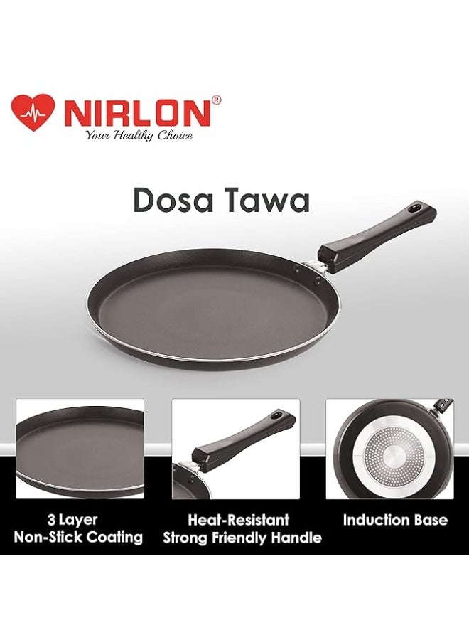 Nirlon 3-Layer Nonstick Coatings Aluminum Cookware Roti/Chpati/Dosa Tawa 26cm with Heat-Resistant Handle(Compatible with All Induction, Gas & stovetops) - Image 4