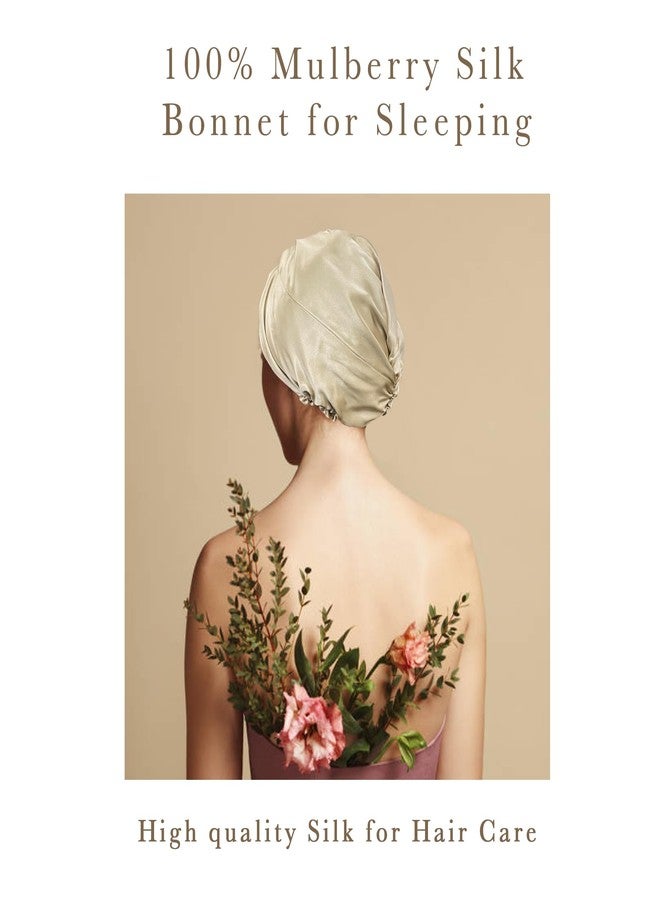 Simnice Mulberry Silk Sleep Bonnet for Women - Hair Care, Soft Natural Silk Hair Bonnet with Elastic Band,Prevents Hair Damage & Frizz ，Beige - Image 5