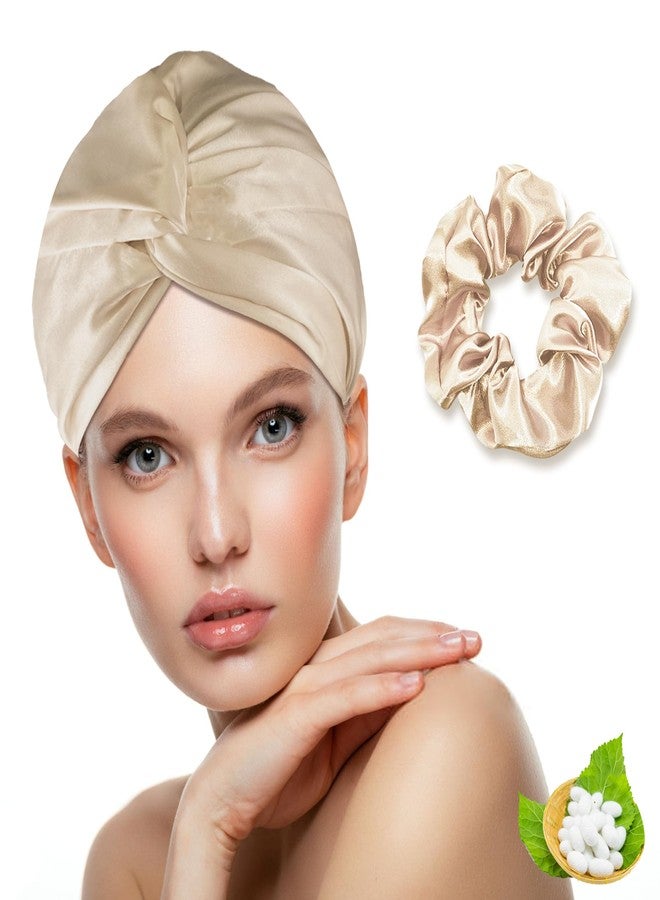 Simnice Mulberry Silk Sleep Bonnet for Women - Hair Care, Soft Natural Silk Hair Bonnet with Elastic Band,Prevents Hair Damage & Frizz ，Beige - Image 1