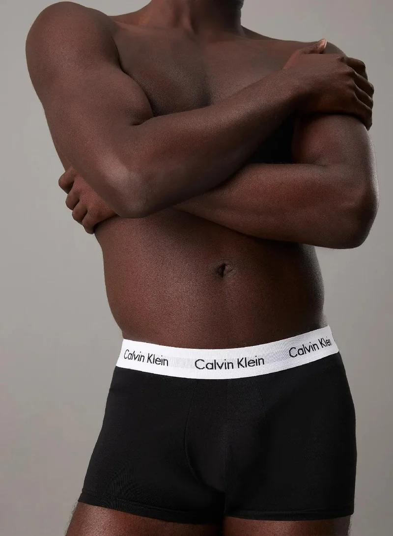 Calvin Klein 1 Black / 1 White / 1 Grey Heather 3 Pack Low Rise Trunks - Cotton Stretch for Men | Best Price UAE