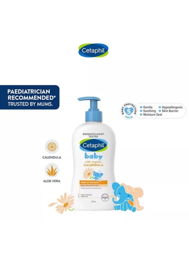 Cetaphil - Cetaphil Baby Calendula Wash And Shampoo Delicate Skin 400ml - Image 1