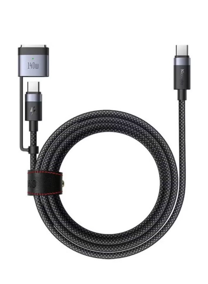 Mcdodo 2-in-1 USB-C to USB-C + MagSafe 3 Cable – CA-0140 2m Black – Fast Charging & Data Sync Cable for iPhone, MacBook, iPad, and Other USB-C Devices. Durable & High-Performance  - Image 3