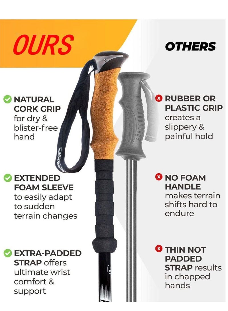 Generic Lightweight Foldable Hiking Poles Shock Absorbing Walking Stick With Natural Cork Grip Clamshell Lock Four Seasons All-Terrain Accessories And Tote Bag  - Image 3