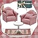 iLAND Cute Kids Toys for Girls 68 Lovely Dollhouse Furniture on 112 Scale Gingham Doll House Couch Set inc 2 Miniature Sofas 1 End Table 1 Rug Small for Girls - Image 2