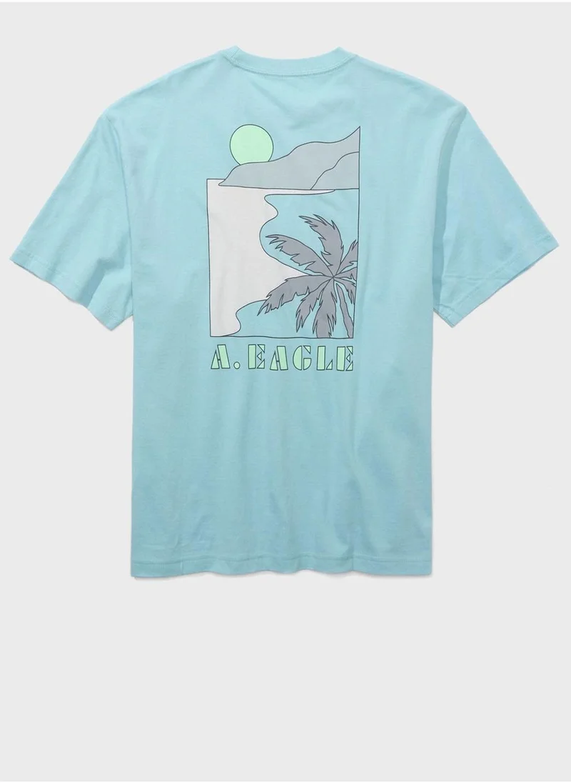 American Eagle Embroidered Graphic Crew Neck T-Shirt