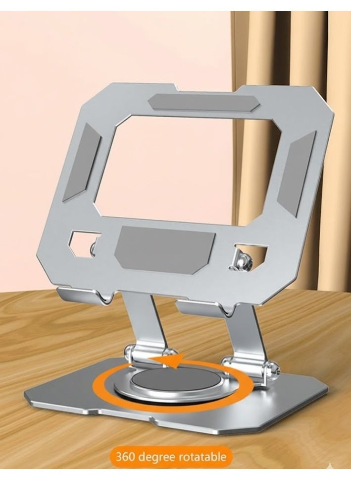Metal Tablet Holder - Model NO.258 - Foldable with 360-Degree Rotation - Silver - Image 2
