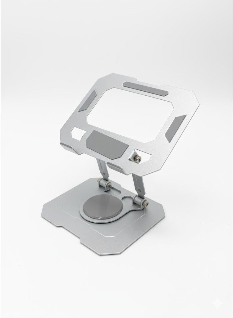 Metal Tablet Holder - Model NO.258 - Foldable with 360-Degree Rotation - Silver - Image 1