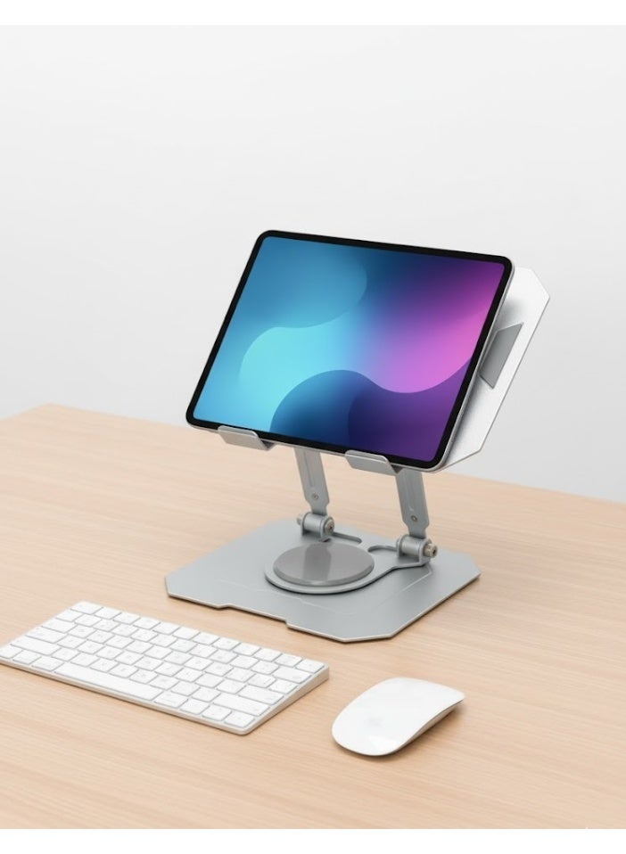 Metal Tablet Holder - Model NO.258 - Foldable with 360-Degree Rotation - Silver - Image 5