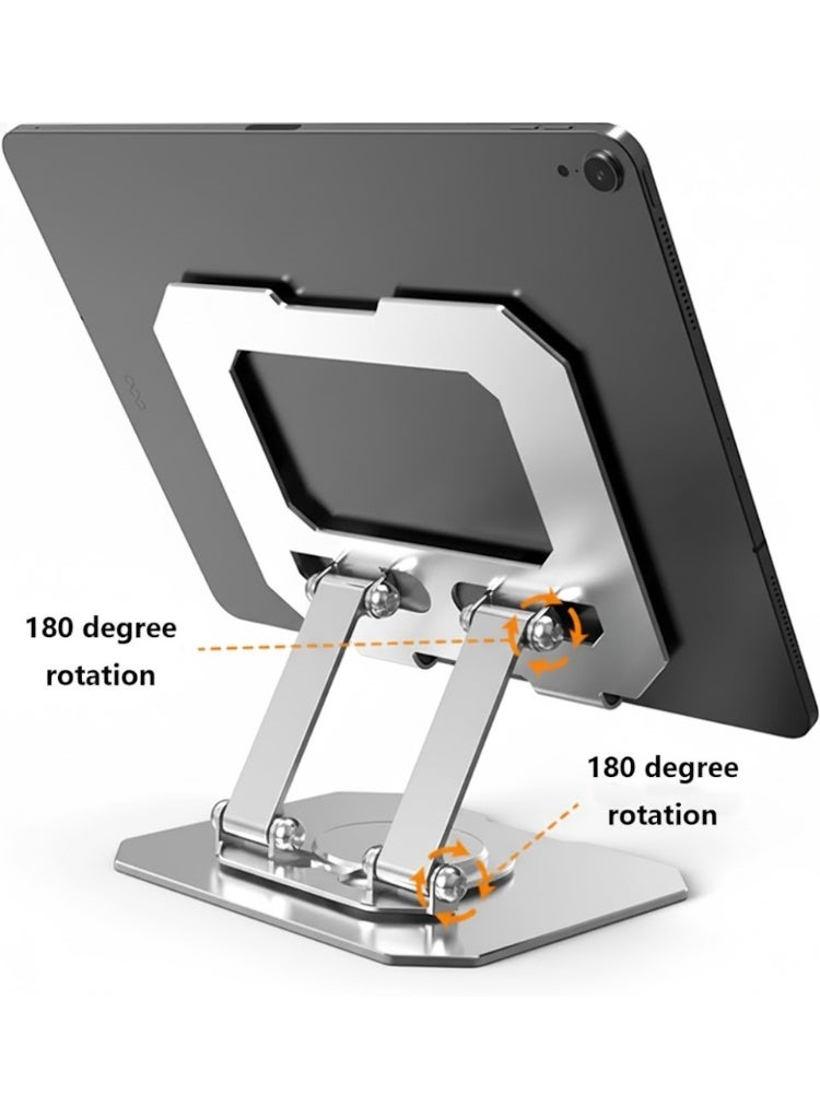 Metal Tablet Holder - Model NO.258 - Foldable with 360-Degree Rotation - Silver - Image 3