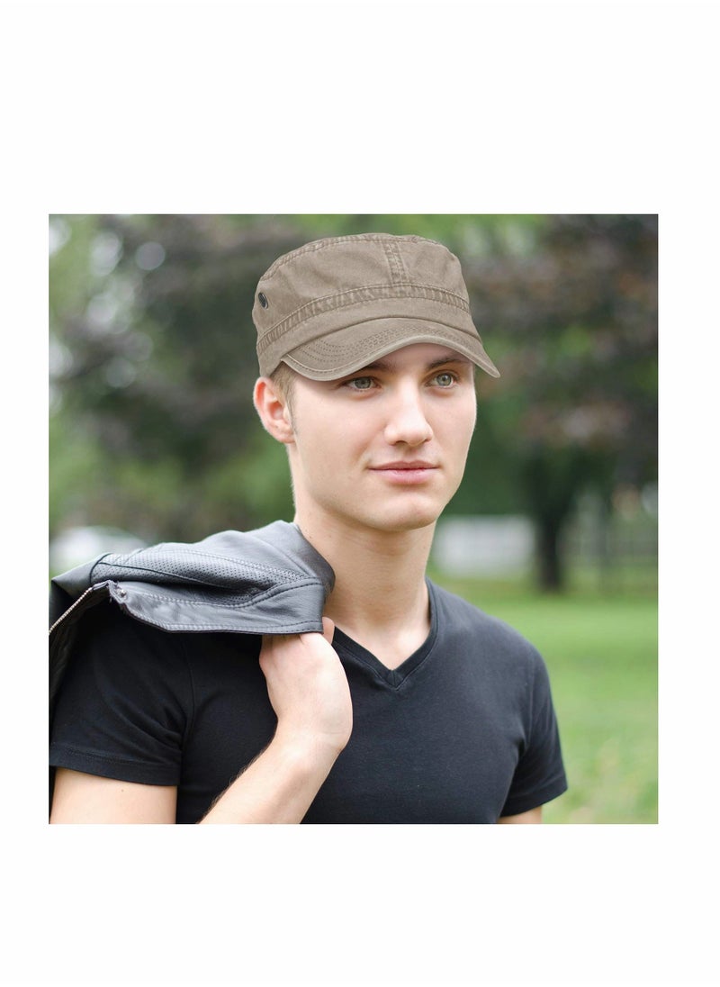 KASTWAVE KASTWAVE Cadet Army Caps Military Flat Top Caps Washed Cotton Cadet Cap Adjustable Military Style Hat Unisex Baseball Cap (3 Pieces Blue, Black, Army Green)  - Image 5