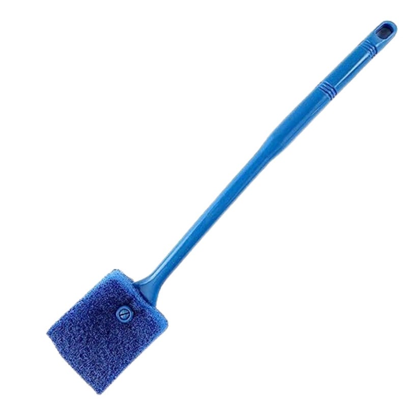 Aquarium Algae Cleaner/Scraper | Double-Sided Sponge Brush | Long Handle Fish Tank Scrubber (15.4 inches)