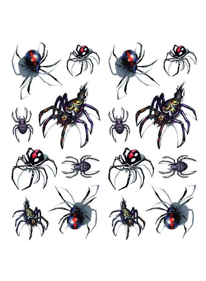 Oottati 2 Sheets Halloween Shadow, 3D Assorted Black Widow Spider Waterproof Arm Hand Temporary Tattoo Stickers Look Real and Last Long