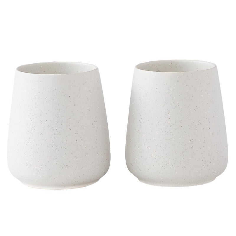 Eyrozia Speckled White Toothbrush Holder Set 2Pcs Bathroom Ceramic Tooth Brushing Holders Toothbrush Cup Toothpaste Organizer for Countertop Makeup Brush Holder Pen Holder for Home Desktop Storage - Image 2