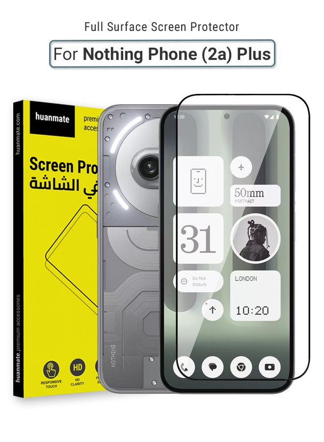 huanmate Nothing Phone (2a) Plus Screen Protector – Premium Edge to Edge Tempered Glass, High Transparency, Delicate Touch, Anti-Explosion, Smooth Arc Edges, Easy Installation - Image 1
