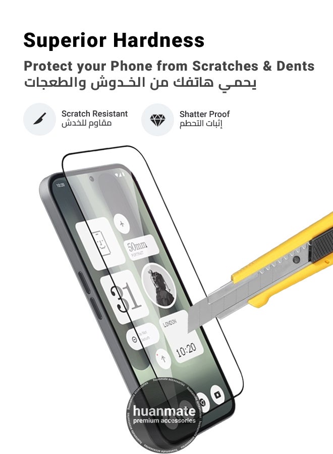 huanmate Nothing Phone (2a) Plus Screen Protector – Premium Edge to Edge Tempered Glass, High Transparency, Delicate Touch, Anti-Explosion, Smooth Arc Edges, Easy Installation - Image 3