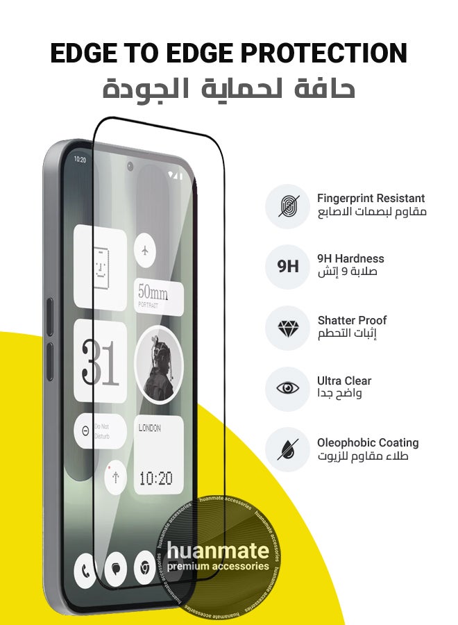 huanmate Nothing Phone (2a) Plus Screen Protector – Premium Edge to Edge Tempered Glass, High Transparency, Delicate Touch, Anti-Explosion, Smooth Arc Edges, Easy Installation - Image 2