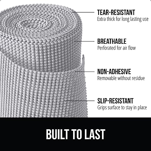 GORILLA GRIP powerGRIP Drawer Shelf and Cabinet Liner, Thick Strong Hold, Non-Adhesive Liners Protect Kitchen Cabinets and Cupboard, Bathroom Drawers, Easy Install, Breathable Mat, 12" x20' Light Gray - Image 2