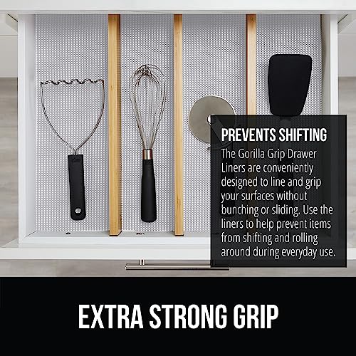 GORILLA GRIP powerGRIP Drawer Shelf and Cabinet Liner, Thick Strong Hold, Non-Adhesive Liners Protect Kitchen Cabinets and Cupboard, Bathroom Drawers, Easy Install, Breathable Mat, 12" x20' Light Gray - Image 3
