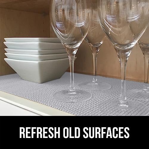 GORILLA GRIP powerGRIP Drawer Shelf and Cabinet Liner, Thick Strong Hold, Non-Adhesive Liners Protect Kitchen Cabinets and Cupboard, Bathroom Drawers, Easy Install, Breathable Mat, 12" x20' Light Gray - Image 4