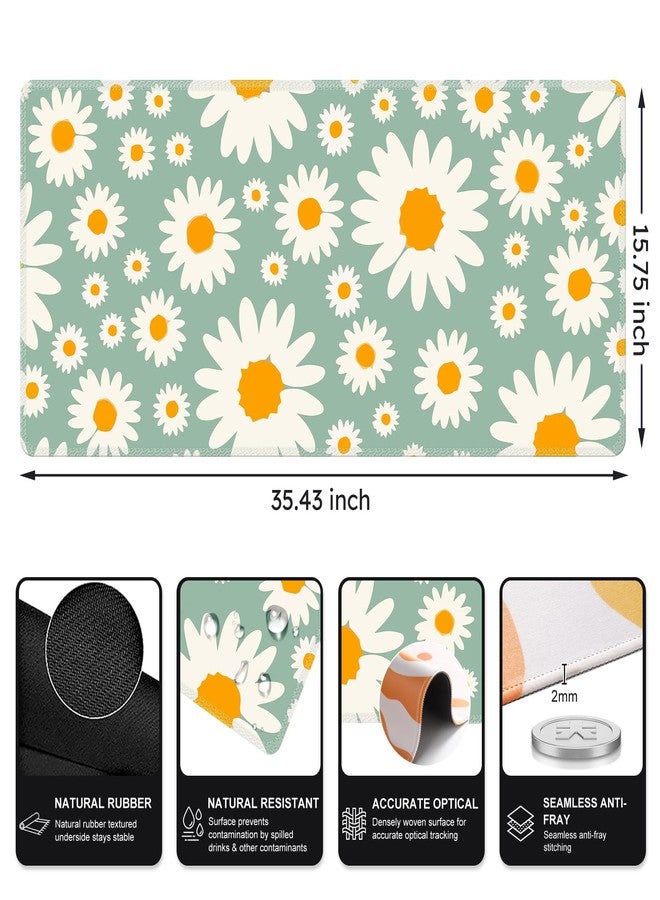 iCasso XXL Large Mouse Pad for Desk, Anti-Slip Big Mousepad with Stitched Edges, Keyboard Mat for Work, Gaming (Daisy) - Image 3