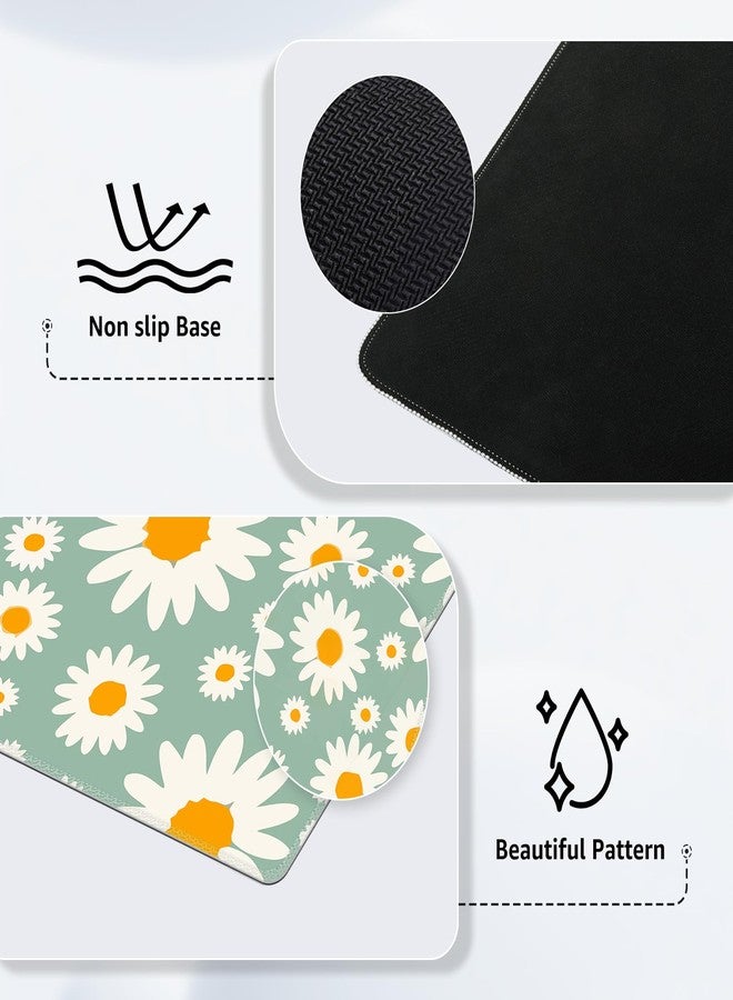 iCasso XXL Large Mouse Pad for Desk, Anti-Slip Big Mousepad with Stitched Edges, Keyboard Mat for Work, Gaming (Daisy) - Image 4