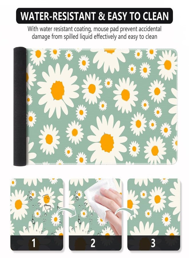 iCasso XXL Large Mouse Pad for Desk, Anti-Slip Big Mousepad with Stitched Edges, Keyboard Mat for Work, Gaming (Daisy) - Image 2