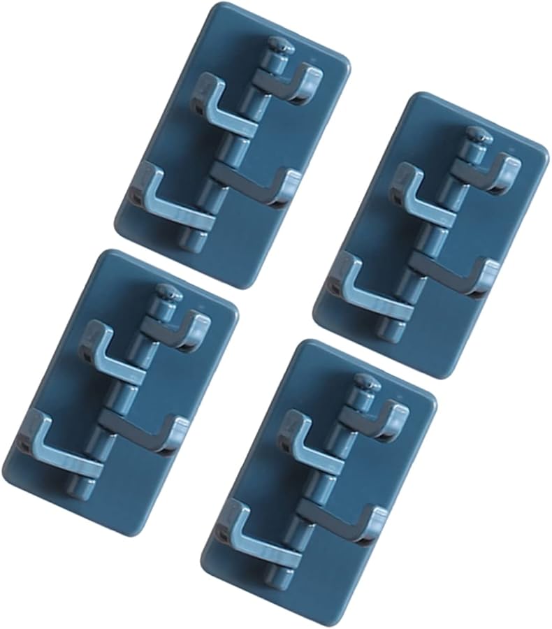 4 حزمة من الخطافات اللاصقة الزرقاء الدوارة لمخالب تعليق المناشف لتنظيم المنزل والمكتب - Image 2