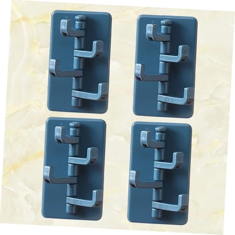 4 حزمة من الخطافات اللاصقة الزرقاء الدوارة لمخالب تعليق المناشف لتنظيم المنزل والمكتب - Image 3