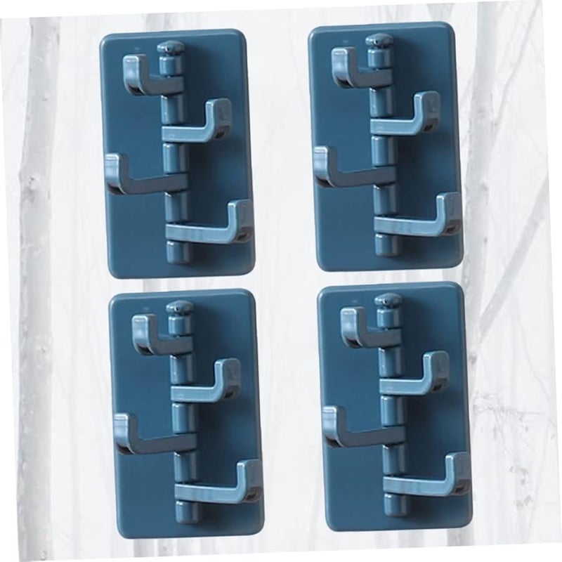 4 حزمة من الخطافات اللاصقة الزرقاء الدوارة لمخالب تعليق المناشف لتنظيم المنزل والمكتب - Image 4