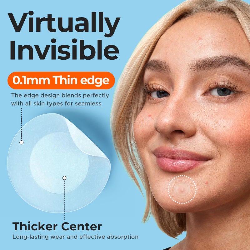 TKTK Pimple Patches for Face, 0.01cm Ultra-Thin Invisible Acne Patches, Hydrocolloid Patches for Breakouts, Absorbs Zits & Blemish, Suitable Under Makeup, 2 Sizes(10mm/12mm) 264 count - Image 2