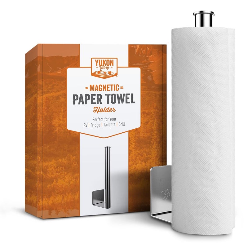 Yukon Glory Magnetic Paper Towel Holder for Refrigerator  Grill  Made of Durable Stainless Steel  The Paper Towel Holder Magnetic Mounting Makes it a Great Indoor  Outdoor Paper Towel Holder