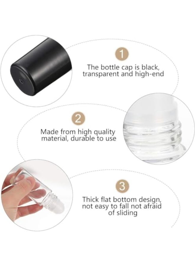 Qintreesify 2Pcs Black Clear Empty Glass Essential Oil Roller Bottles Vials Containers Refillable Rollon Bottles with Refillable Containers Tools and Accessories 30ML - Image 4