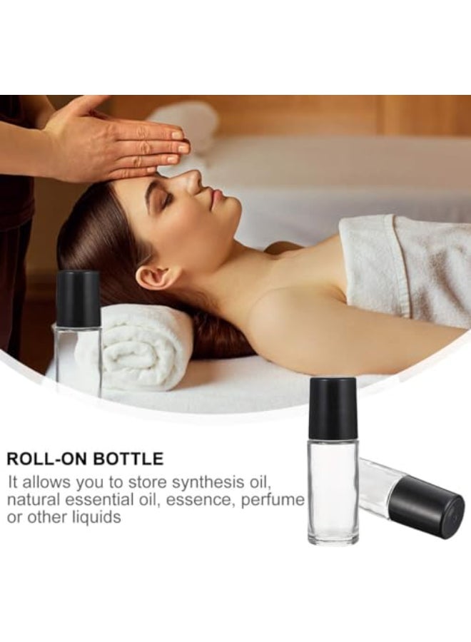 Qintreesify 2Pcs Black Clear Empty Glass Essential Oil Roller Bottles Vials Containers Refillable Rollon Bottles with Refillable Containers Tools and Accessories 30ML - Image 2
