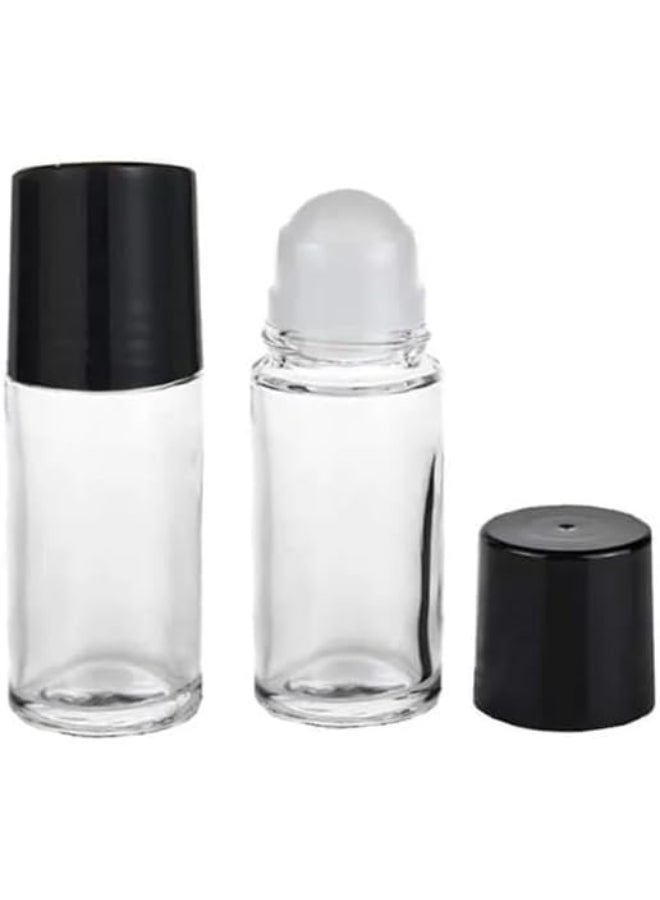Qintreesify 2Pcs Black Clear Empty Glass Essential Oil Roller Bottles Vials Containers Refillable Rollon Bottles with Refillable Containers Tools and Accessories 30ML - Image 1