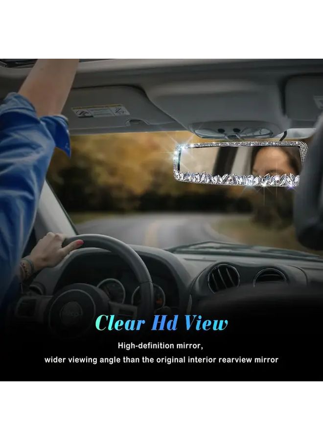 High Definition Rearview Mirror Decorated With Back Rhinestone For Cars RVs Trucks - Image 3