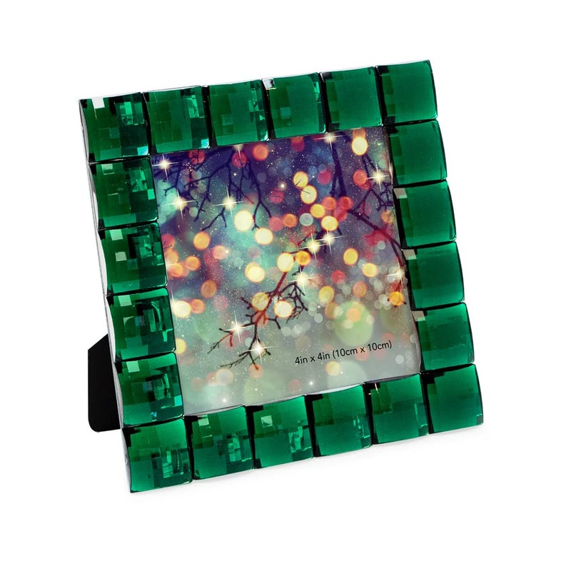 Isaac Jacobs Decorative Sparkling Jewel Picture Frame  Photo Display & Home D?cor (4x4  Emerald Green) - Image 1