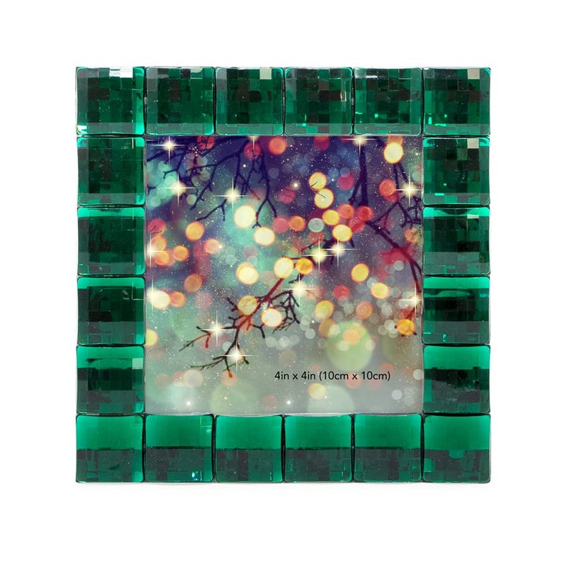Isaac Jacobs Decorative Sparkling Jewel Picture Frame  Photo Display & Home D?cor (4x4  Emerald Green) - Image 2