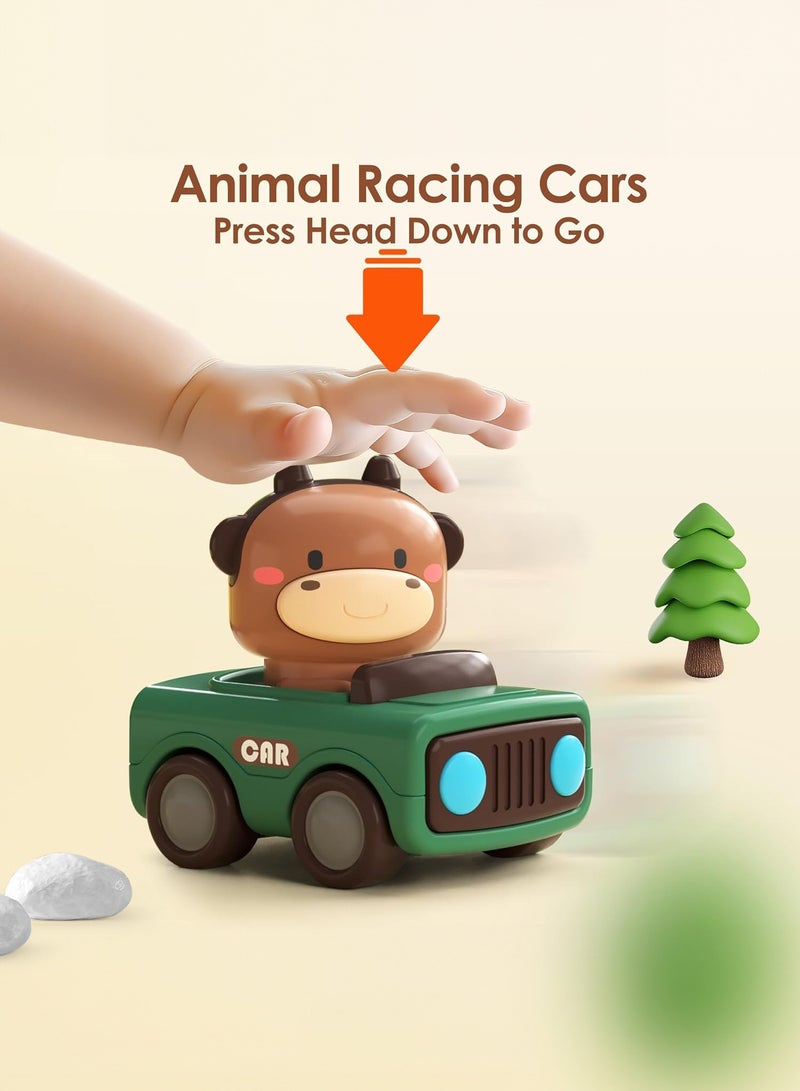  المانجا الصينية 4 قطعة من الضغط على نوع لعبة السيارات ، ومناسبة للأطفال 1-3 سنوات من العمر ، طفل حيوان سباق ، طفل لعبة سيارة مجموعة ، طفل دفع سحب نوع الاحتكاك لعبة السيارات ، ومناسبة لمدة 6-9-12-18 شهرا ، ومناسبة للأطفال 1-2 سنة من العمر 1 هدية عيد ميلاد - Image 2