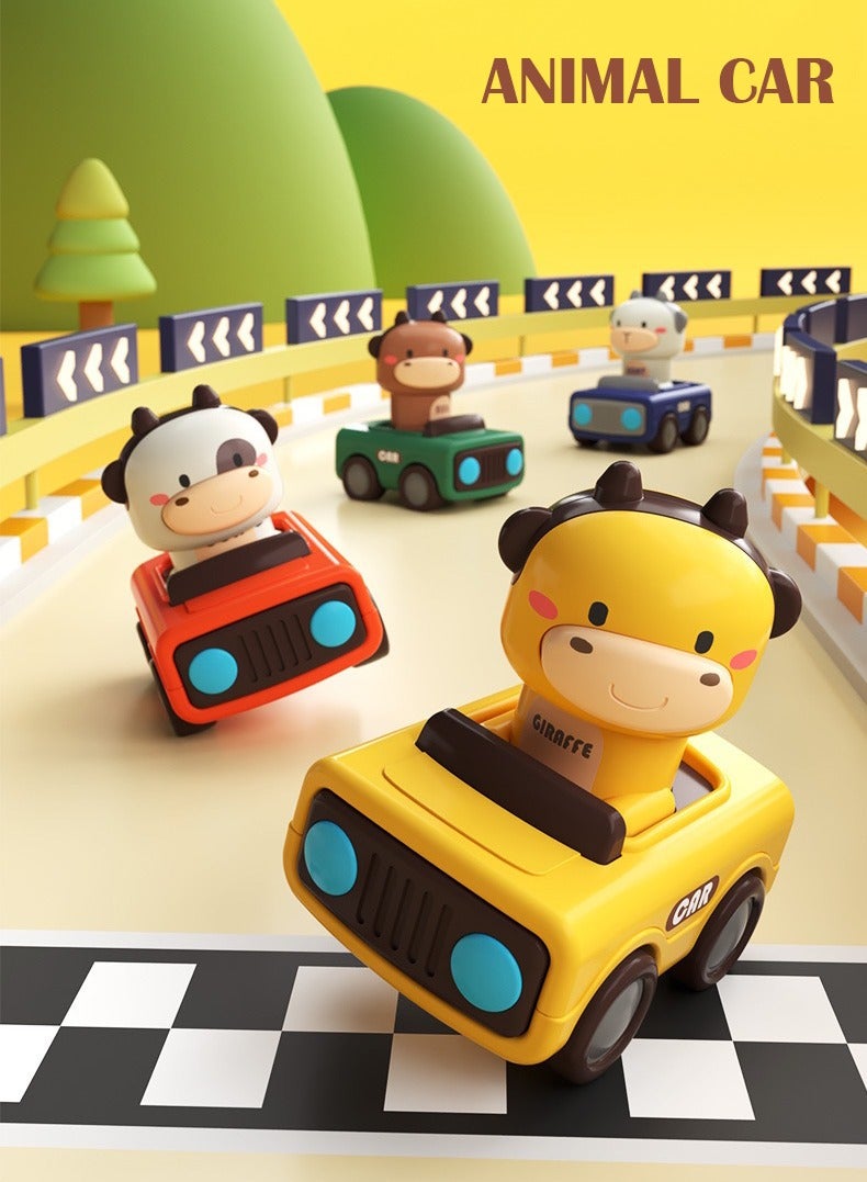 المانجا الصينية 4 قطعة من الضغط على نوع لعبة السيارات ، ومناسبة للأطفال 1-3 سنوات من العمر ، طفل حيوان سباق ، طفل لعبة سيارة مجموعة ، طفل دفع سحب نوع الاحتكاك لعبة السيارات ، ومناسبة لمدة 6-9-12-18 شهرا ، ومناسبة للأطفال 1-2 سنة من العمر 1 هدية عيد ميلاد - Image 4