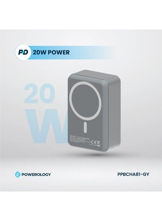 باورولوجي بنك طاقة بسعة 30000mAh مع MagSafe، هيكل ألمنيوم، شحن سريع PD 20W وشحن لاسلكي 15W، بطارية محمولة بسعة عالية، شاحن سريع مع قوة مغناطيسية 30000mAh - Image 2