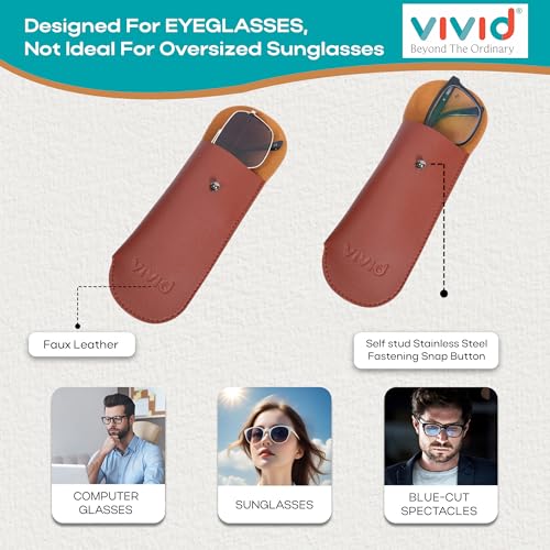 VIVID Vision Unisex Adult Lightweight Eyewear Specs Case Cover | Protect Eye Glasses | Chashma Dibbi | Spectacle Box | Pouch | Closure - Valpro-tape | Artificial Leather | D-20 | BROWN - Image 3