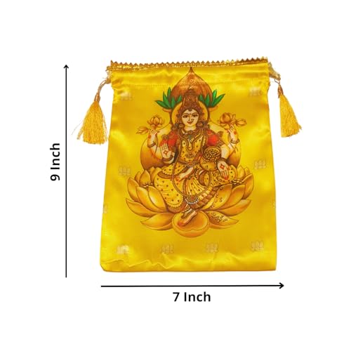 Sri Yagnaa - Pack of 10 - Varalaxmi Design Potli Bags - Women's Silk Drawstring Closure - Gift Pouches - for Return Gifting - Potli Bags for Thamboolam - Fabric Potli Batwa Bag (Multi-Color) - Image 4