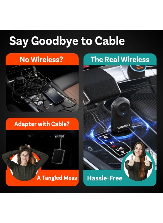 OTTOCAST 2-in-1 Wireless CarPlay & Android Auto Adapter – Plug & Play Dongle with GPS Passthrough, Low Latency, USB & USB-C Support – Convert Wired to Wireless for All Cars - Image 4