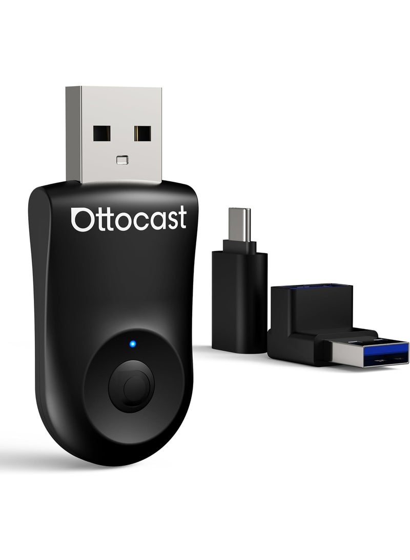 OTTOCAST 2-in-1 Wireless CarPlay & Android Auto Adapter – Plug & Play Dongle with GPS Passthrough, Low Latency, USB & USB-C Support – Convert Wired to Wireless for All Cars - Image 1